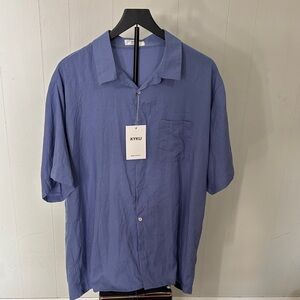 Men's Relaxed Short-Sleeve Button-Down Shirt in Slate Blue